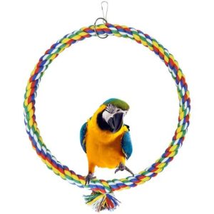 Vogelschaukel, Käfig Hängende Baumwollschaukel, Bissfestes Spielzeug, Langeweile Spielzeug für Papagei, Spatz und Kleinsittich (25cm)