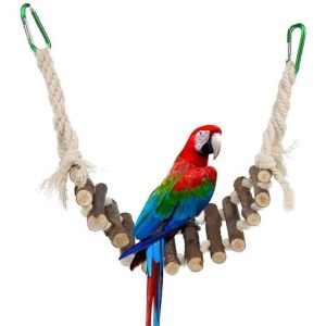 Vogelspielzeug, Vogelkäfig-Schaukel für Vögel und Papageien, Leitern für Vogelkäfige mit Seil Handgefertigte Hängebrücke Holzständer für kleine…