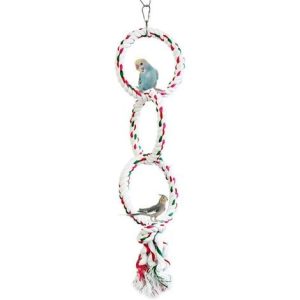 Vogelspielzeug Wellensittich Schaukelring Papagei Baumwollseil Barsch Papagei Kauspielzeug für Nymphensittiche Conure, drei Ringe
