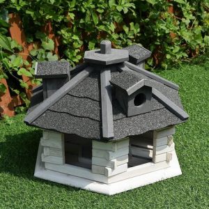 XXL Vogelhaus Vogelhäuschen 48 x 33 cm weiß/grau