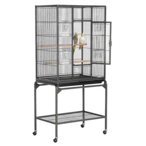 Yaheetech Vogelvoliere Vogelkäfig Voliere Vogelhaus mit Rollen für Nymphensittiche und Papageien