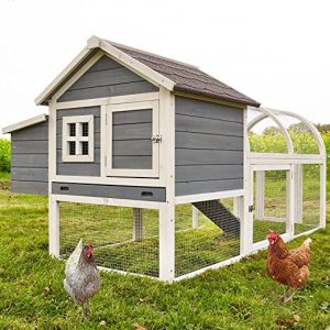 zooprinz Schöner Hühnerstall mit Runddach Voliere – aus massivem Vollholz – Stall mit Nistkasten und Kotschublade – schnell zu reinigen –…