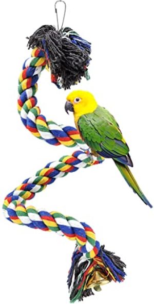 Andiker Vogelspielzeug, Schaukel Spielzeug, Kletterseil Baumwolle, Parrot Climbing Rope, Spirale Stehen-Seil, Regenbogen Cotton Rope für Papageien,…