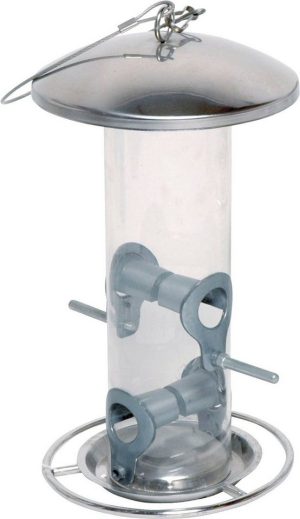 dobar Futterspender, Futtersäule mit Anflugring, BxLxH: 14x14x26 cm, Metall