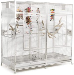 Montana Cages ® | Edelstahlkäfig | Arkansas II Edelstahlvoliere Papageienkäfig aus Edelstahl Käfig für Papageien mit Trennwand