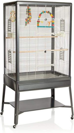 Montana Cages ® | Voliere ca. 85 x 58 x 166 cm Käfig, Vogelvoliere Colorado II – antik/Platinum