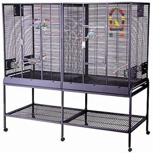 Montana Cages ® | Zimmervoliere, Käfig, Vogelkäfig New Madeira Double mit waagerechter Verdrahtung mit Anflugklappe FRACHTFREI