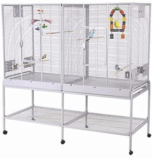 Montana Cages ® | Zimmervoliere mit waagerechter Verdrahtung u. Anflugklappe Käfig, Vogelkäfig New Madeira Double – Platinum