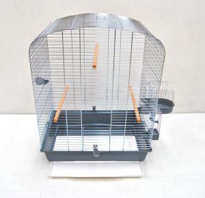 Ollesch Vogelkäfig »Vogelkäfig Elena Chrom grau Vogelheim mit Zubehör«