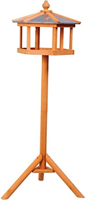 PawHut Vogelhaus Vogelvilla Futterhaus Vogelhäuschen mit Ständer und Zinkdach 110x40x40 cm