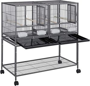 Yaheetech Großer Vogelkäfig Vögel Doppelkäfig Trennwand Trenngitter Zuchtkäfig geteilter Brutkäfig