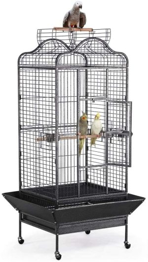 Yaheetech Käfig Vogelvoliere Vogelkäfig Vogelhaus Tierkäfig mit Rollen 81 x 77x 160 cm