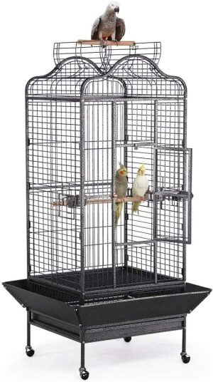 Yaheetech Käfig Vogelvoliere Vogelkäfig Vogelhaus Tierkäfig mit Rollen 81 x 77x 160 cm