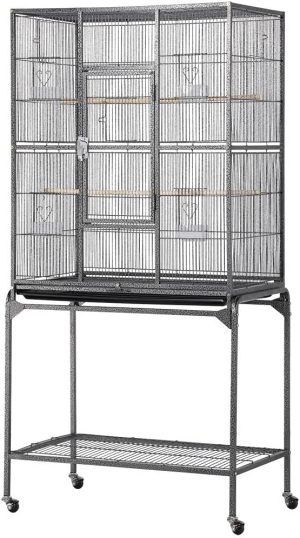 Yaheetech Vogelvoliere Vogelkäfig mit Tür Vogelhaus Vogelbauer mit 4 Rollen 47 x 81 x 160 cm