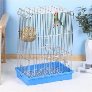 GLOOOB Vogelvoliere großer Vogelkäfig Flat-Top Galvanisierter Metallkäfig Tiger Haut Cockatiel Vogel Tragbare Griff Fliegenkäfig for Kanarische,…