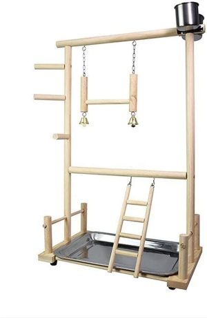 GLOOOB Vogelvoliere großer Vogelkäfig Papageiständer Edelstahl Große Live Bird Training Vogelständer Supplies Kleines Vogel Pet Play Swing for…