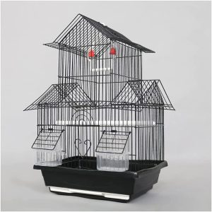 GLOOOB Vogelvoliere großer Vogelkäfig Retro Papagei Vogelkäfig Schwarz Phoenix Tiger Haut Pfingstrose Haushaltszüchtung Käfig geeignet for…