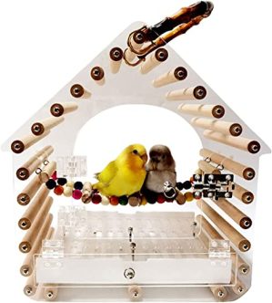 GLOOOB Vogelvoliere großer Vogelkäfig Vogel Reise Träger Papageiträger Tragbare und atmungsaktive Sightseeing Outdoor Transparent Vogel Reisekäfig…