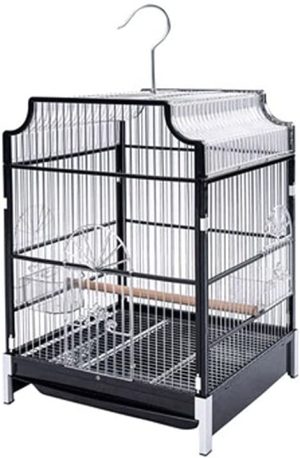 GLOOOB Vogelvoliere großer Vogelkäfig Vogelkäfigkäfigkäfig Haushalt Edelstahl Vogelkäfig Big WuGgerigar Black Wind Papagei Vogelkäfig Kann hängen…