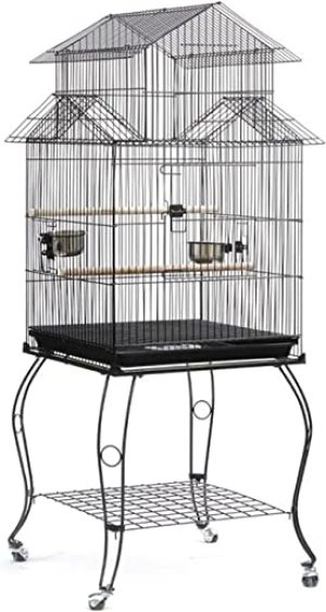 GLOOOB Vogelvoliere großer Vogelkäfig Vogelkäfigzubehör Vogelhaus Outdoor Große Birdcage Cashatoo Kanarische Papagei-Macaw Cage mit 4 Rollen…