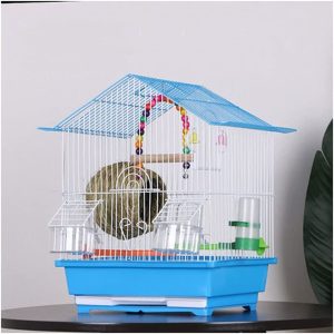 Vogelvoliere großer Vogelkäfig Kleine Dachart Vogelkäfig Tragbare Vogelkäfig Haushalt Metall Eisen Kunst Gemalt Zuchtkäfig for Sittiche,…