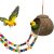 Hängendes Kokosnuss-Vogelhaus mit Leiter,Natürliches Kokosnuss-Faser-Shell-Vogelnest für Papageiensittich Lovebird Finch…
