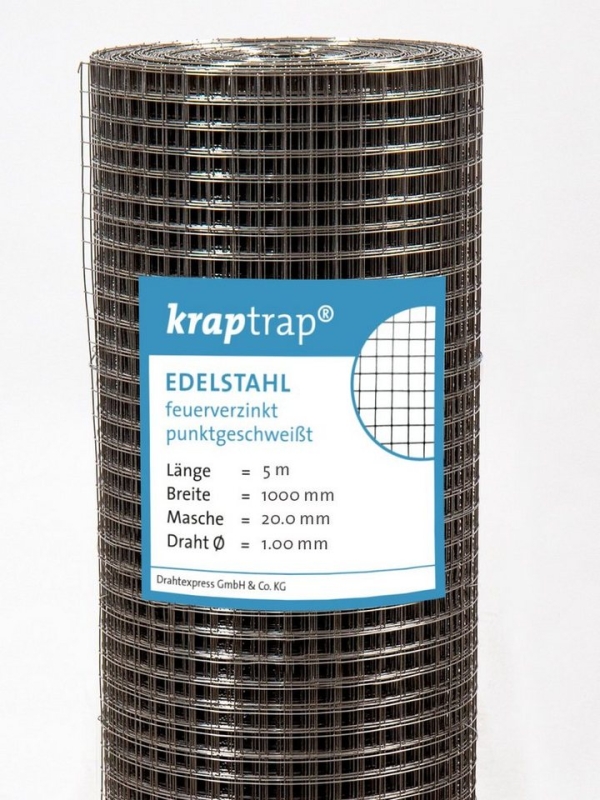 Kraptrap® Voliere »Volierendraht Edelstahl V2A I Käfigdraht Schweißgitter I 1,00 mm stark Drahtzaun Maschendraht Drahtzaun«