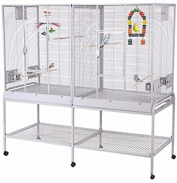 Montana Cages ® | Zimmervoliere mit waagerechter Verdrahtung u. Anflugklappe Käfig, Vogelkäfig New Madeira Double – Platinum