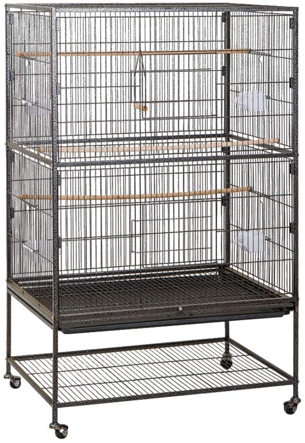 UISEBRT Vogelhaus Vogelvoliere Vogelkäfig mit Rollen Metall Voliere für Papageien, Nymphensittiche, Tauben ( 79×51.8x132cm )