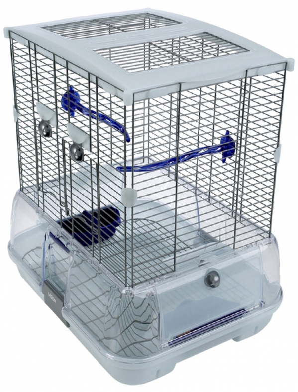 Vogelkäfig, BxHxT: 45,7 x 50,8 x 35,6 cm, weiss/blau