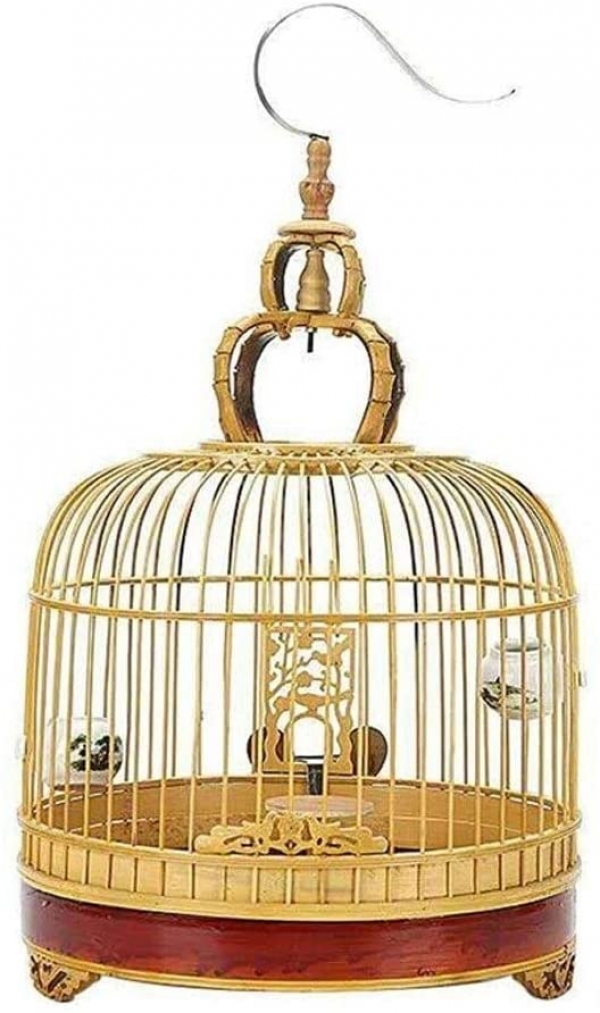XIANGGUI 1983 Vogelkäfig Wellensittich Vogelkäfig-runder Haustier-Nest-Stich-Muster-Vogelkäfig-Edelstahl-Haken passend for die Vogelzucht…